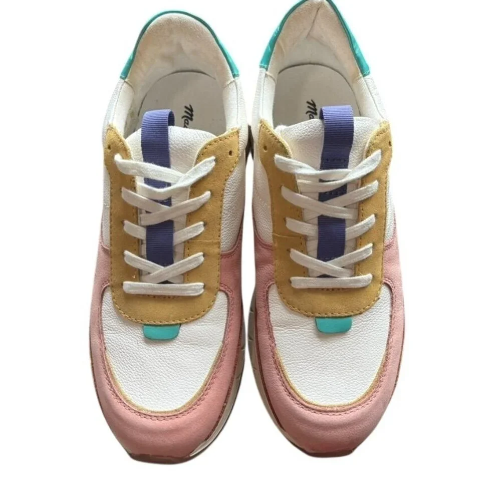 Madewell Kickoff Trainer Sneakers Size 8.5 Pink, Gold, Teal, Orange - Picture 1 of 9